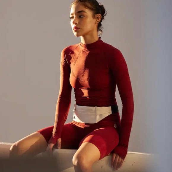 NWOT Free People Good Karma High-Neck Layer Top in Cherry Berry - Picture 1 of 4